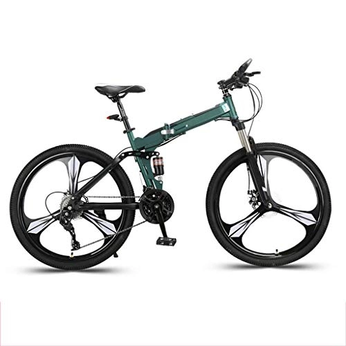 Folding Bike : NIUYU Folding Bike, Variable Speed Full Suspension Mountain Bike Folding Dual Disc Brake Road Bike for Teens Adult Men and Women-27 Speed-A