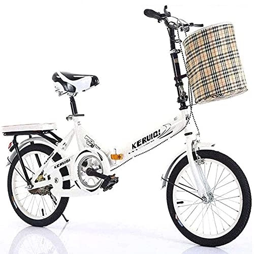 Folding Bike : NNLX 20 Inch Folding Bicycle Women'S Light Work Adult Adult Ultra Light Variable Speed Portable Adult Small Student Male Bicycle, White
