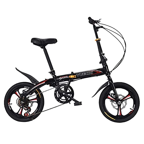 Folding Bike : NoMI Folding Bike Mini Small ​Portable Bicycle Lightweight Adult Student Folding 6 Speed Bicycle Male And Female Bicycle City Bicycle 16 Inch, Black