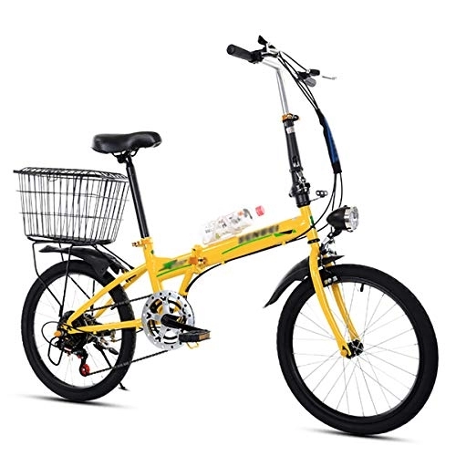 Folding Bike : NQCT Folding Bicycle 20 Inch Adult Folding Bicycles Ultra Light Speed Portable Bicycle To Work School Commute Fast Folding Bicycles, Yellow