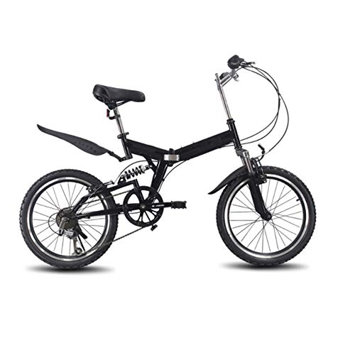 Folding Bike : NQFL Men's And Women's 6-speed 20-inch Folding Bicycle Adult Student Portable Lightweight Bicycle Folding Bike Single Fold, Black