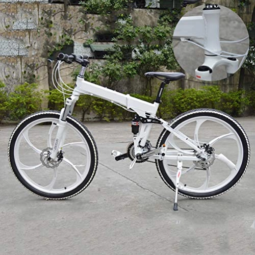 Folding Bike : NXX 20 Inch Men Mountain Bicycles for Women High-Carbon Steel Mountain Bike Bicycle Adjustable Seat Foldable Mountainbike, 7 Speed, 6 Spoke, White
