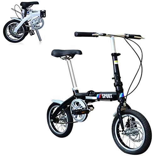 Folding Bike : NYPB Aluminum Road Bike, Folding Bicycle 14 inch Aluminum Alloy Folding Frame Double Disc Brake Bicycles Portable Child Student Adult Bicycle Commuter Bicycle, white, 14 inch