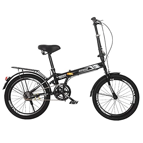 Folding Bike : OMKMNOE Ticket, 20 inch folding bike wicked bike folding 6 gear bike bike adjustable fold, Black