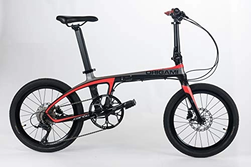 Folding Bike : Origami Dragon Carbon Fiber Folding Bicycle, Black / Red, 13" / Medium