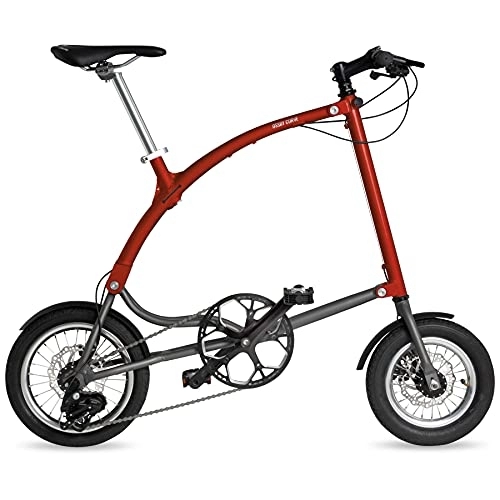 Folding Bike : OSSBY Adult Curve Eco Folding Bike - Aluminium Urban Bike with 3 Speeds - Folding City Bike with 14" Whee (Red)