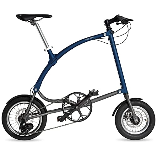 Folding Bike : OSSBY Adult Curve Eco Folding Bike - Aluminium Urban Bike with 3 Speeds - Folding City Bike with 14" Wheel (Navy Blue)