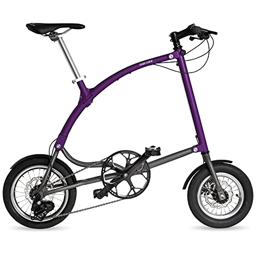Folding Bike : OSSBY Adult Curve Eco Folding Bike - Aluminium Urban Bike with 3 Speeds - Folding City Bike with 14" Wheel (Purple)