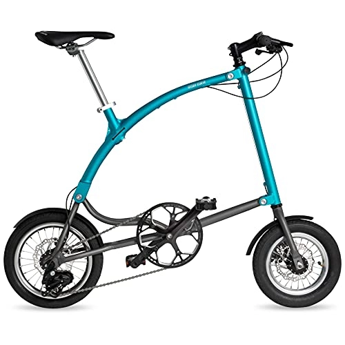 Folding Bike : OSSBY Adult Curve Eco Folding Bike - Aluminium Urban Bike with 3 Speeds - Folding City Bike with 14" Wheel (Turquoise)