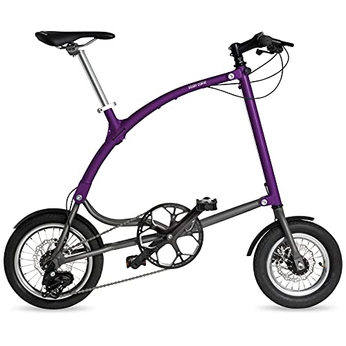 Folding Bike : OSSBY Curve Eco Adult Folding Ride Bike - Aluminum City Bike with 3 Speeds - Folding City Bike with 14" Wheel (Purple)