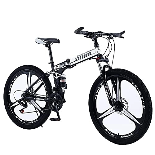 Folding Bike : Outdoor 26 inch Mountain Bike Folding Bikes, 21 / 24 / 27 / 30 Speed, Bicycle Full Suspension MTB Bikes for Men or Women Foldable Frame, Mountain Bike Bicycle Adult Outdoors Sport Cycling