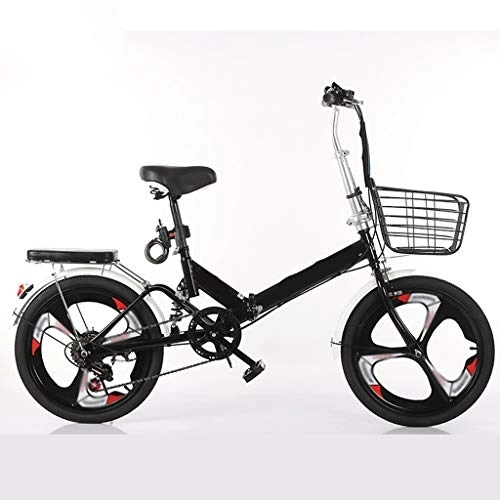 Folding Bike : Outdoor bike 20-Inch Folding Speed Bicycle - Student Folding Bike For Men And Women Folding Speed Bicycle Damping Bicycle, , shockabsorption (Color : Black, Size : Shockabsorption) Beginner-Level to Adv