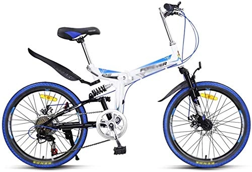 Folding Bike : Outdoor Foldable Bicycle MTB Bicycle Blue Men Bicycle Shift Ultraportability, Blue