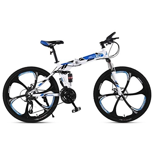 Folding Bike : Outdoor Folding Mountain Bike Child Bicycles 21 / 24 / 27 Speed Steel Frame 24 Inches 3-Spoke Wheels Suspension Folding Bike, 21speed