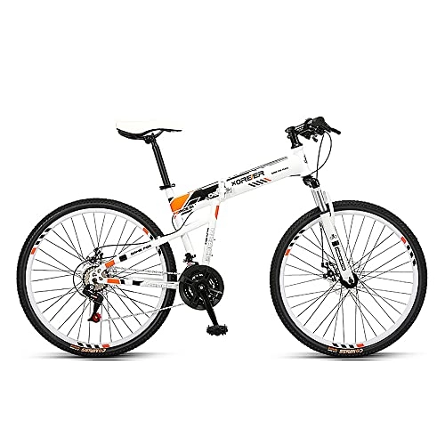 Folding Bike : Outdoor Mountain Bicycle Easy To Fold, Ergonomic Saddle Folding Bike, Anti-Skid Tires, Comfortable And Beautiful, Small Space Occupation with Disc Brakes 24 Speed Bicycle MTB for Men Women