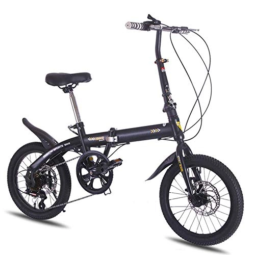 Folding Bike : Outdoor sports 16-Inch 6-Speed Folding Bike, Ultra-Light Aluminum Frame Alloy Gears Foldable Bicycle for Commuter Men And Women Junior High School Students