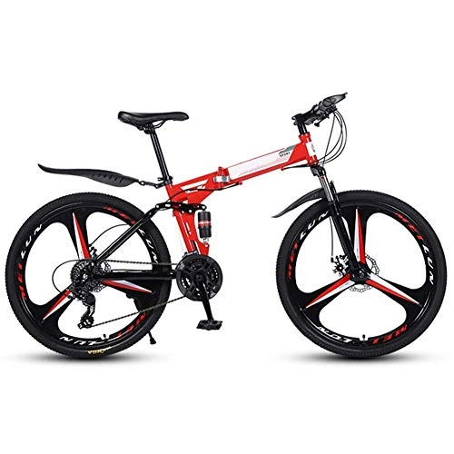 Folding Bike : Outdoor sports 26Inch Mountain Bikes Bicycles 27 Speeds High Carbon Steel Folding Frame Double Disc Brake