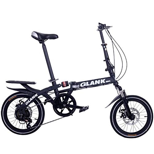 Folding Bike : Outdoor sports Folding Bike, Variable Speed Double Disc Brake Full Suspension Anti-Slip, Adult Students Children Portable Driving, Multiple Colors-14 Inch / 16 Inch
