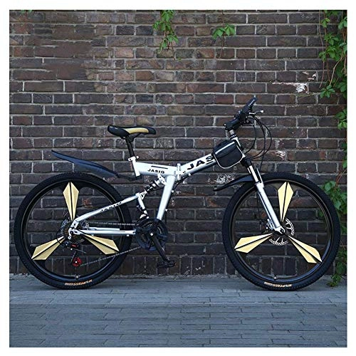 Folding Bike : Outdoor sports Folding Mountain Bike Bicycle Adult Men's Variable Speed Off-Road Double Shock Absorption High Carbon Steel Frame Soft Tail 26 Inch 24 Speed