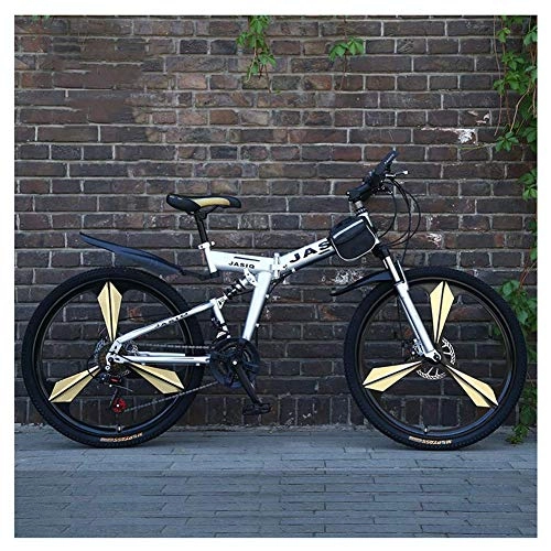 Folding Bike : Outdoor sports Folding Mountain Bike Bicycle Adult Men's Variable Speed OffRoad Double Shock Absorption High Carbon Steel Frame Soft Tail 26 Inch 24 Speed