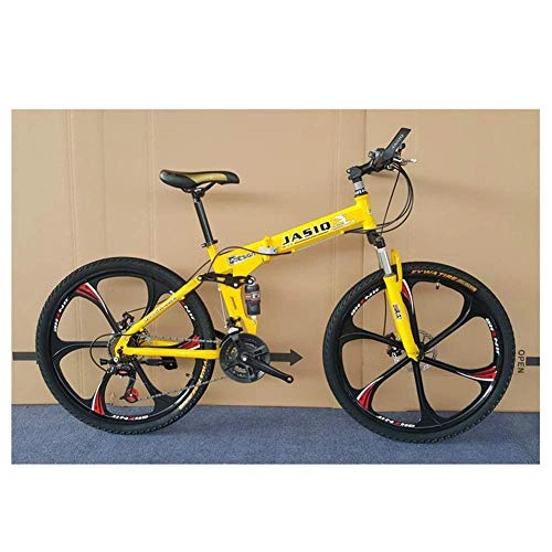 Folding Bike : Outdoor sports Folding Mountain Bike Folding Bicycle Double Shock Absorption And Disc Brakes Shift Adult Male And Female Students 26 Inch 27 Speed