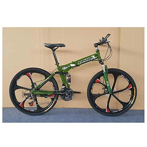 Folding Bike : Outdoor sports Folding Mountain Bike Folding Bicycle Double Shock Absorption And Disc Brakes Shift Adult Male And Female Students 26 Inch 27 Speed (Color : Green)
