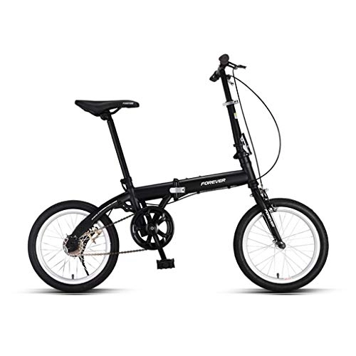 Folding Bike : Ownlife 16inch Portable Quick Folding Bicycle Wheel Rims Quick Fold Road Bike Adult Cycling Mini BMX Birthday Gift (Color : Black)
