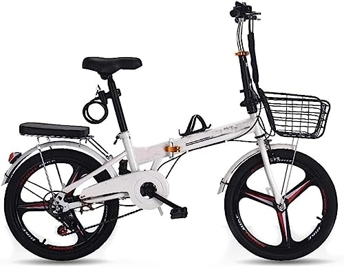 Folding Bike : OXFUZZ Folding Bike Lightweight, Bikes 20 Inch Wheels, Bicycle With Fenders, Rack And Comfort Saddle, City Compact Urban Commuters White