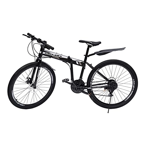 Folding Bike : panfudongk Folding Mountain Bike 26-inch 21-Speed Carbon Steel Frame Dual Disc Brakes Adjustable Height Bicycle