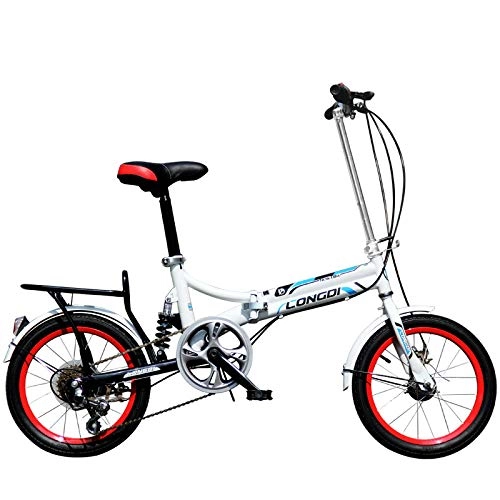 Folding Bike : papay Variable Speed Folding Bicycle 16 Inch Adult Student Children Men And Women Portable Light Bicycle, Black-16in