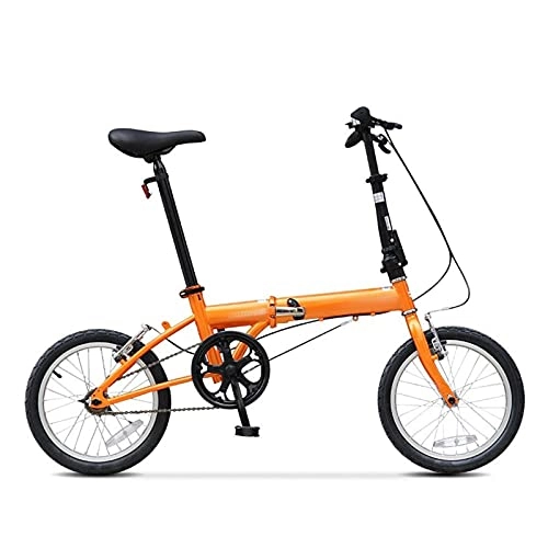 Folding Bike : paritariny Complete Cruiser Bikes, Folding Bicycle Bike High Carbon Steel Single Speed 16 Inch Urban Cycling Commuter Boys and Girls Adult Bike (Color : Orange)