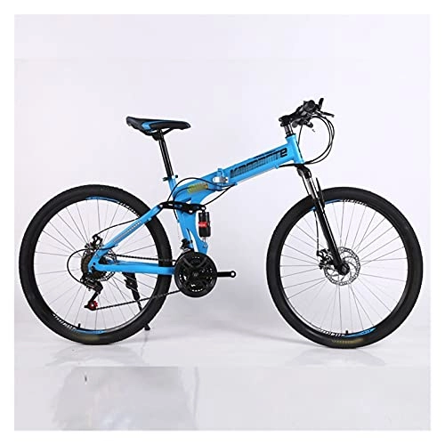 Folding Bike : paritariny Complete Cruiser Bikes, Mountain bike bicycle 24 and 26 inch 24 / 27 / 30 speed folding mountain bicycle adult Double disc bike spoke wheel bicycle (Color : Blue, Size : 21)