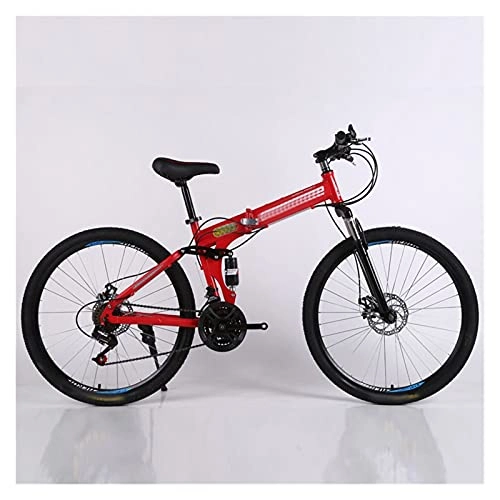 Folding Bike : paritariny Complete Cruiser Bikes, Mountain bike bicycle 24 and 26 inch 24 / 27 / 30 speed folding mountain bicycle adult Double disc bike spoke wheel bicycle (Color : Red, Size : 21)