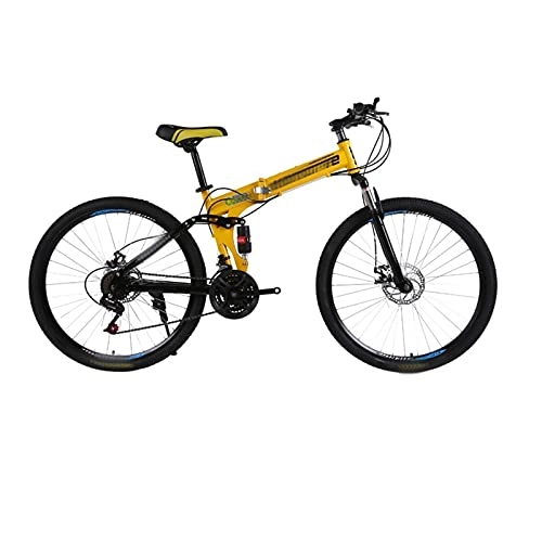 Folding Bike : paritariny Complete Cruiser Bikes, Mountain bike bicycle 24 and 26 inch 24 / 27 / 30 speed folding mountain bicycle adult Double disc bike spoke wheel bicycle (Color : Yellow, Size : 21)