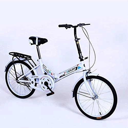 Folding Bike : PARTAS Travel Convenience Commute - 20 Inches Folding Bike Single Speed Bicycle Men And Women Bike Adult Children's Bicycle, Suitable for Advanced Riders and Beginners (Color : White)