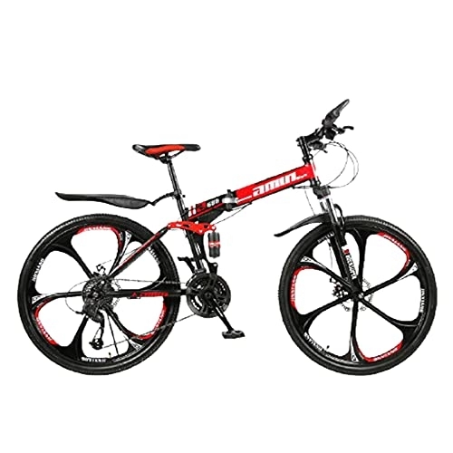 Folding Bike : PBTRM 24 / 26 Inch Mountain Bikes, 21 / 24 / 27 Speed Foldable Mountain Bike, High-Carbon Steel Frame, Hardtail Bicycles, Dual Disc Brake And Double Suspension Mens Bicycle, B24, 24 Speed
