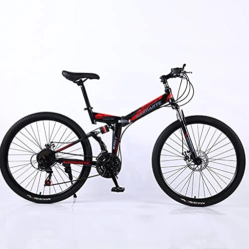 Folding Bike : PBTRM 26 Inch Outdoor Road Bikes Folding Mountain Bike High Carbon Steel ​Foldable Soft Tail Double Shock Absorber Disc Brake Anti-Skid Outdoor Bicycle for Men And Women, Black, 24 speed