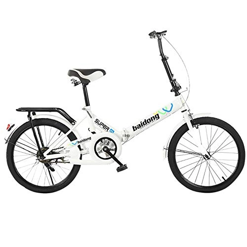 Folding Bike : peipei Foldable bicycle 20-inch simple folding portable dual brake single speed mini bicycle light travel-White_China