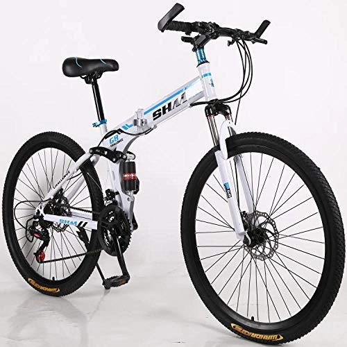 Folding Bike : PengYuCheng Full suspension mountain bike 24 speed bicycle 26 inch men's mountain bike disc brake city bicycle, fully adjustable front and rear suspension, off-road bicycle-q4