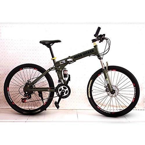 Folding Bike : PengYuCheng Full suspension mountain folding bicycle 24 speed bicycle 26 inch men's mountain bike disc brake city bicycle, fully adjustable front and rear suspension, off-road bicycle q6