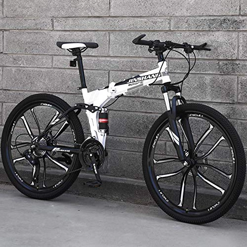 Folding Bike : PengYuCheng Mountain bike, city bike, men and women bicycle, 21-speed steel frame 27.5-inch 3-spoke wheel, double suspension folding bike q19