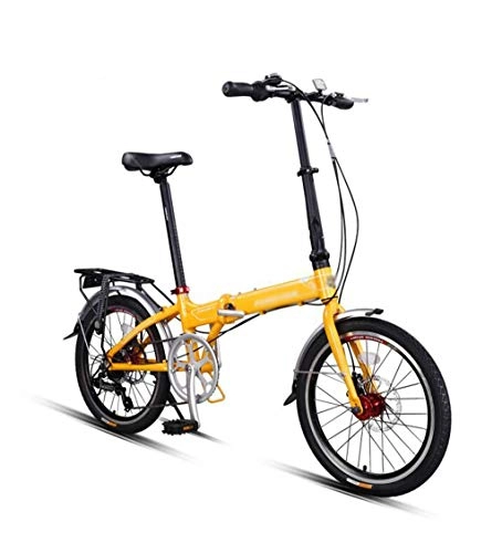 Folding Bike : PFSYR Folding Bicycle Mountain Bike, Men Women 20Inch 7-speed Variable Speed Double Disc Brake Off-road Bike Tour Travel Bike, Student Adult Bicycle, Ultra Light Portable Quickly Folding Easy Store