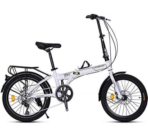 Folding Bike : PFSYR Folding Bicycle Mountain Bike, Men Women 7-speed Variable Speed Double Disc Brake Off-road Bike Tour Travel Bike, 20Inches Student Adult Bicycle, Ultra Light Portable Quickly Folding Easy Store