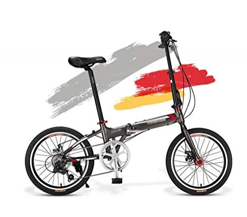 Folding Bike : PFSYR Folding Bike Bicycle, Adult Student Light Portable Small Men's and Women's Bike, 20 Inches 7-speed Variable Speed City Sport Commute Bicycle (Color : Grey, Size : 20Inch)