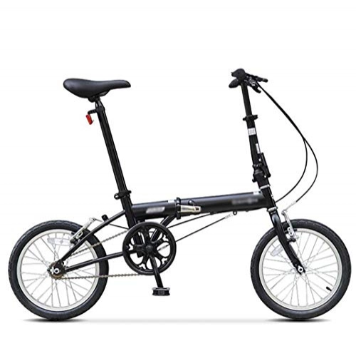 Folding Bike : PFSYR Men Bicycle Women Bicycle, Portable Folding Bike, Adult Student Light Portable Small Mountain Bike, 16 Inches Single Speed City Sport Commute Bicycle (Color : Black, Size : 16Inch)