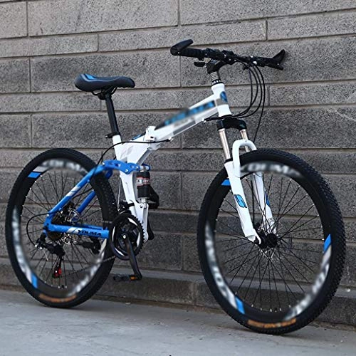 Folding Bike : PFSYR Mountain Folding Bike For Adult, 24" Variable-speed Mountain Bike, Double Shock-absorbing Student MTB Racing, Road / Flat Ground / Work Universal Bicycles, Quickly Folding Convenient Portable