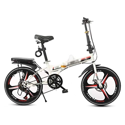 Folding Bike : PHH Adult Folding Bicycle Ultra-light Portable Variable Speed Mountain Bike 20 Inches Suitable for Various Road Sections (Color : WHITE, Size : 20 INCHES)