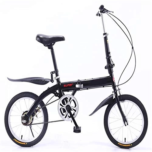 Folding Bike : PHY Folding Bike-Lightweight Aluminum Frame for Children Men And Women Fold Bike16-Inch, Black