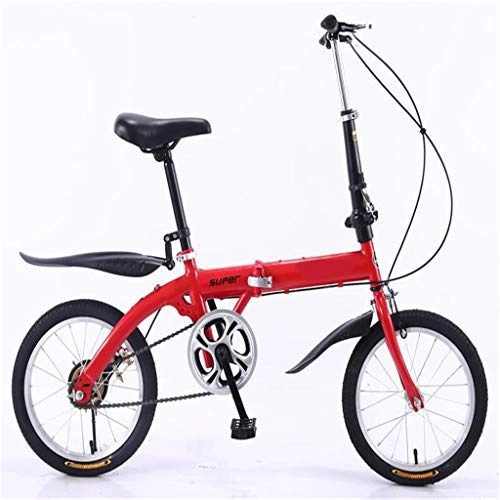 Folding Bike : PHY Folding Bike-Lightweight Aluminum Frame for Children Men And Women Fold Bike16-Inch, Red
