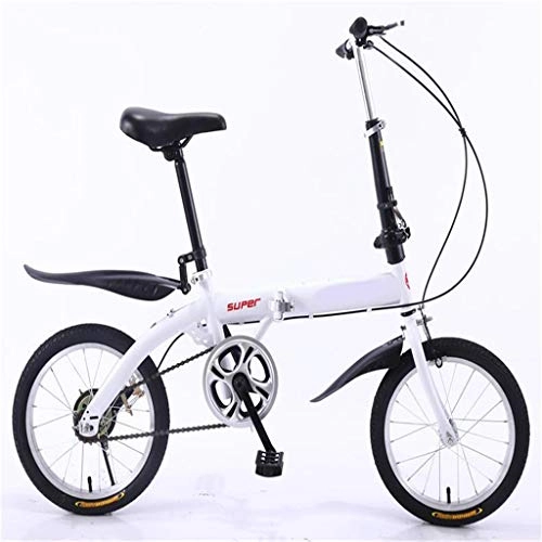 Folding Bike : PHY Folding Bike-Lightweight Aluminum Frame for Children Men And Women Fold Bike16-Inch, White